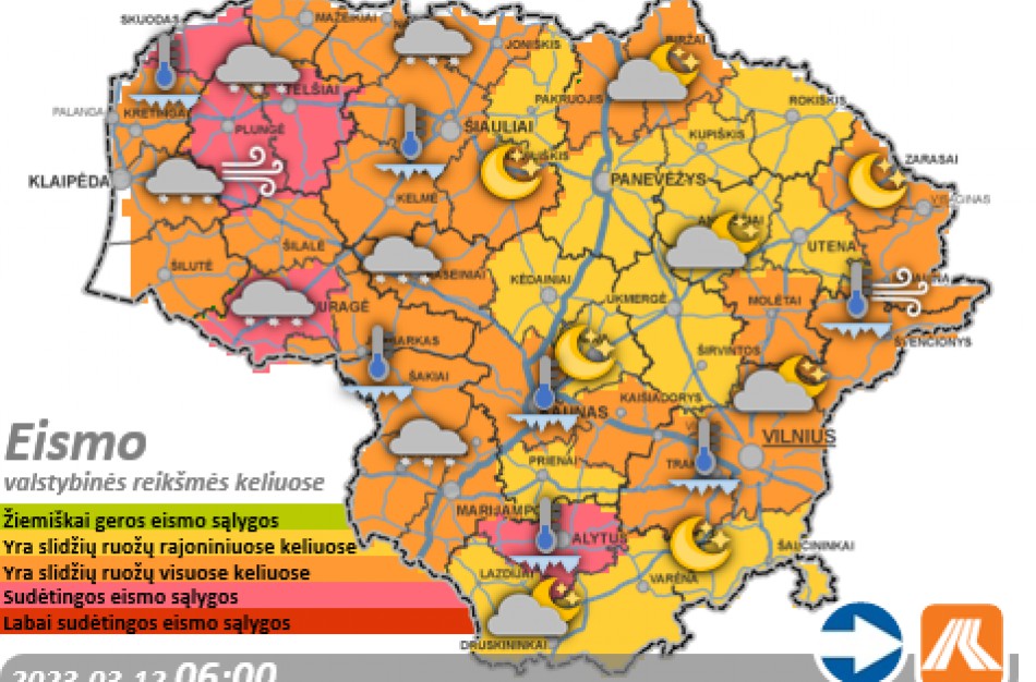 Kovo 12-osios kelių būklė ir eismo sąlygos