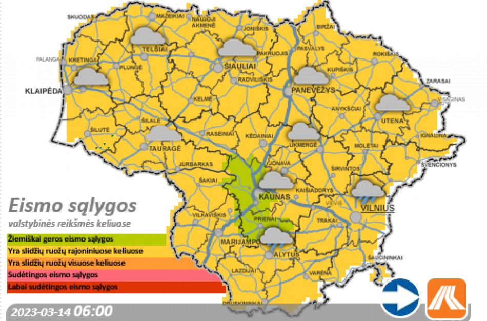 Kovo 14-osios kelių būklė ir eismo sąlygos