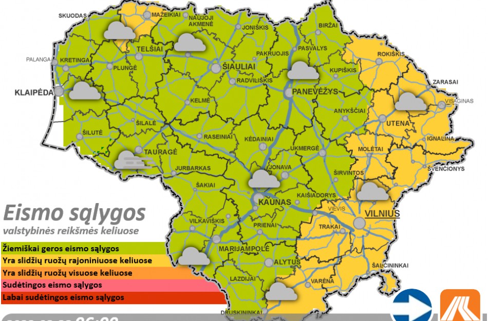 Kovo 22-osios kelių būklė ir eismo sąlygos