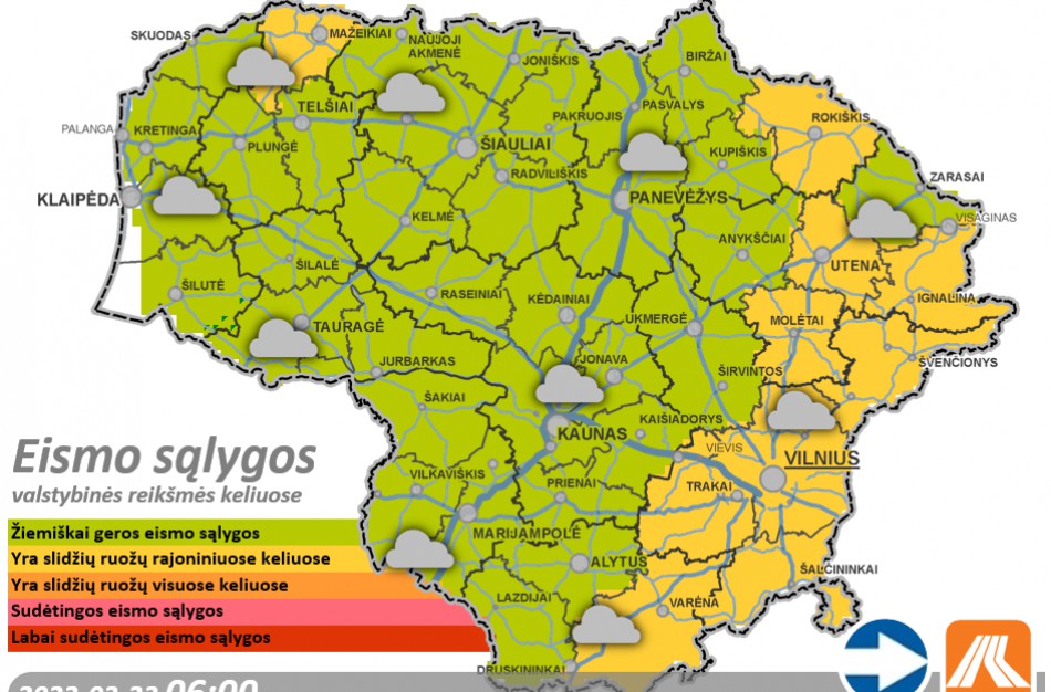 Kovo 23-osios kelių būklė ir eismo sąlygos