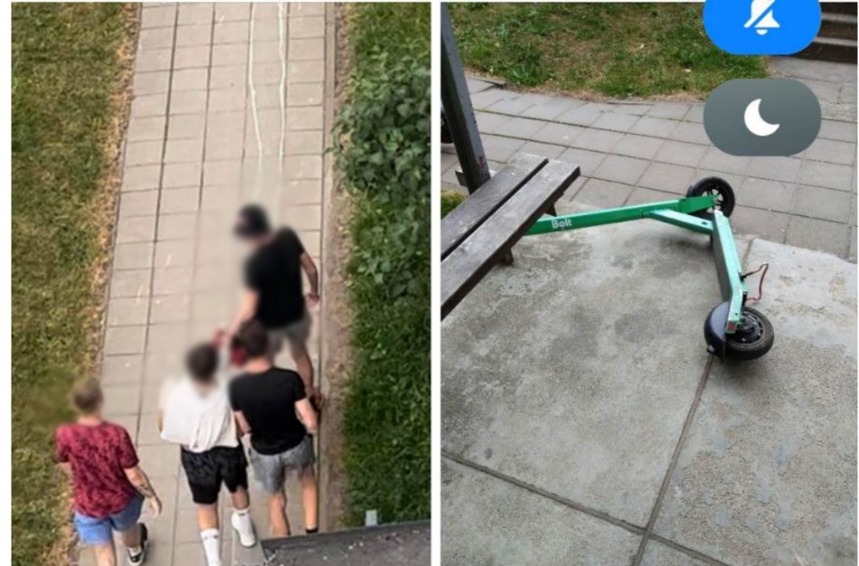 Pastebėjo jaunuolius, tyčia bandančius apgadinti ,,Bolt" paspirtukus: apie tai informuota ir įmonė