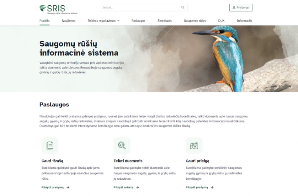 Užregistruok retą rūšį saugomų rūšių informacinėje sistemoje