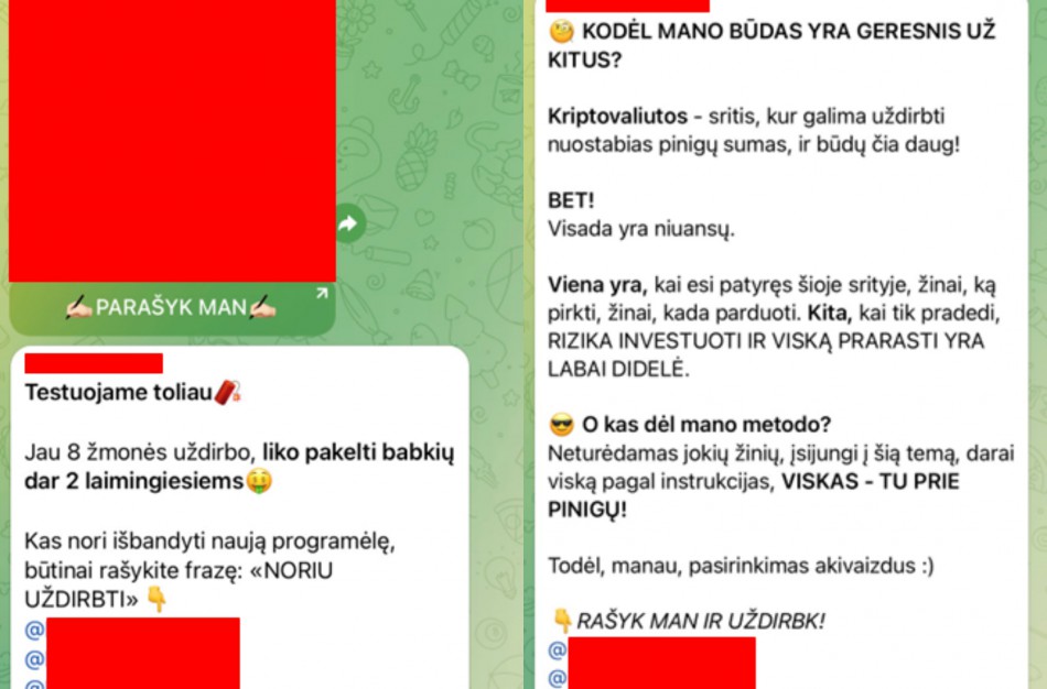 Investiciniai sukčiai siautėja „Telegram“ programėlėje