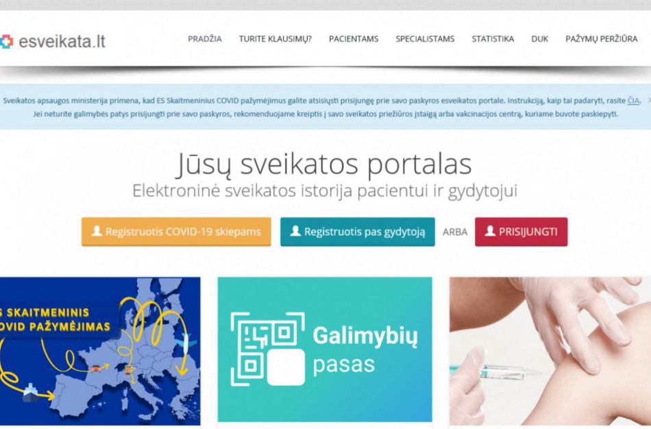 Atnaujintoje E. sveikatos interneto svetainėje - galimybė stebėti sistemos būklę