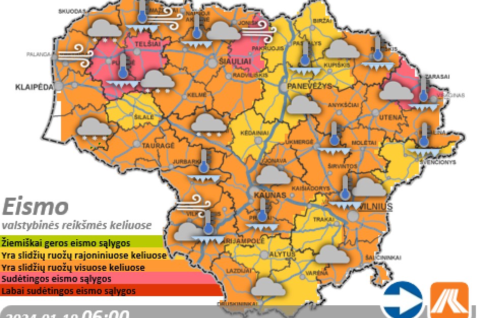 Sausio 19-osios eismo sąlygos ir kelių 6