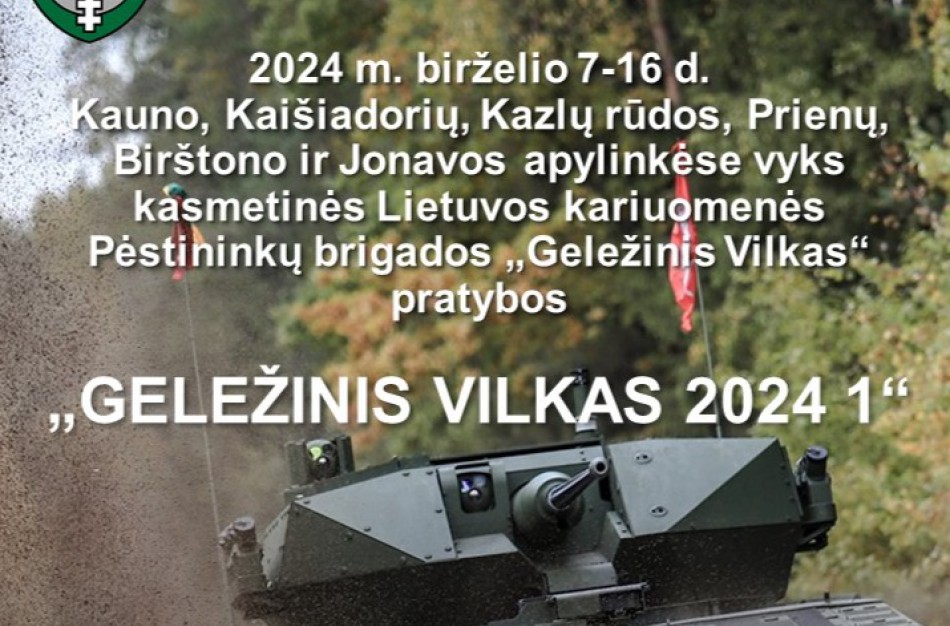 Vyks tarptautinės pratybos „Geležinis vilkas 2024 1“
