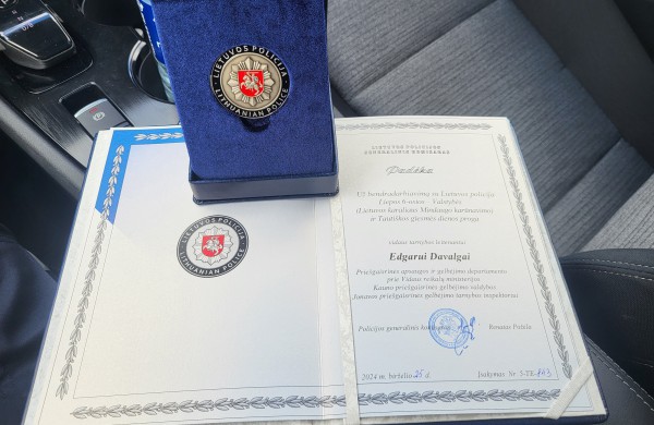 Generalinio komisaro apdovanojimas skirtas Jonavos priešgaisrinės gelbėjimo tarnybos inspektoriui   
