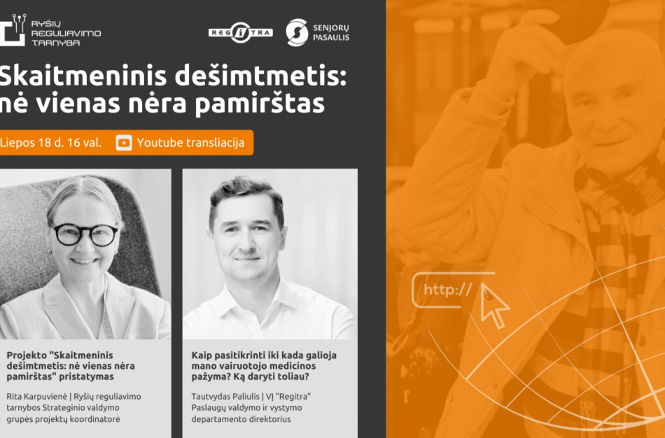 ,,Regitra" kviečia senjorus aktyviau naudotis elektroninėmis paslaugomis: šiandien rengiama nuotolinė paskaita