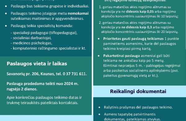 Pradedamos teikti Socialinio dalyvumo ugdymo paslaugos asmenims su regos sutrikimais