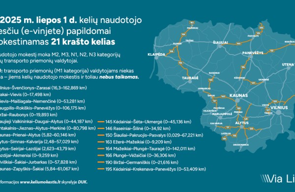 Plečiamas mokamų kelių tinklas: ką reikia žinoti transporto priemonių valdytojams?