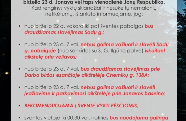 Dėl ribojimų Joninių šventės metu