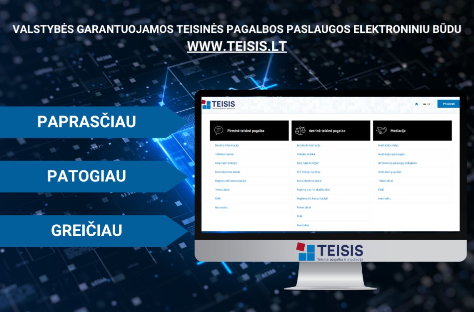 TEISIS sistema – patogus būdas kreiptis dėl teisinės pagalbos ir mediacijos