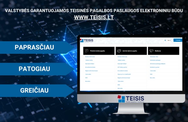 TEISIS sistema – patogus būdas kreiptis dėl teisinės pagalbos ir mediacijos