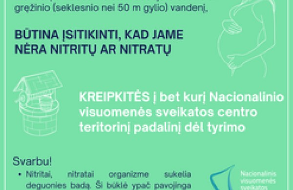 Nėščiosioms ir kūdikius auginančioms šeimoms šulinių ir seklių gręžinių vandens tyrimai atliekami nemokamai