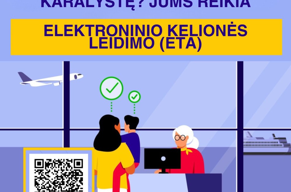 Svarbi informacija keliaujantiems į Jungtinę Karalystę: prieš skrydį būtina pasirūpinti ETA kelionės leidimu