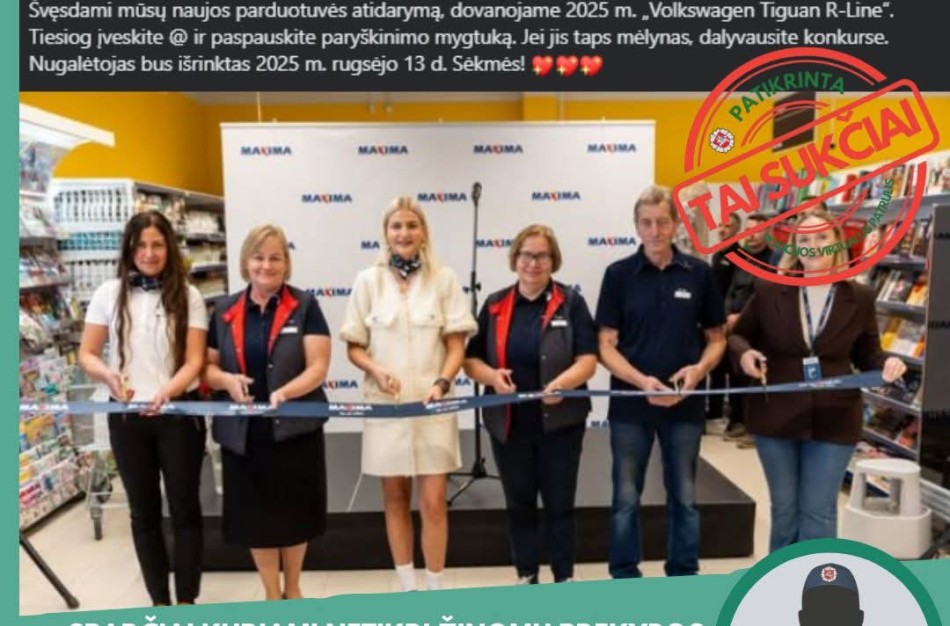 Netikra „Maxima“ paskyra vilioja automobiliu: policija ir prekybos tinklas perspėja gyventojus