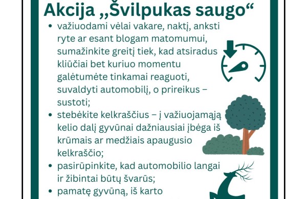 „Švilpukas saugo“: mažinkime susidūrimų su laukiniais gyvūnais skaičių