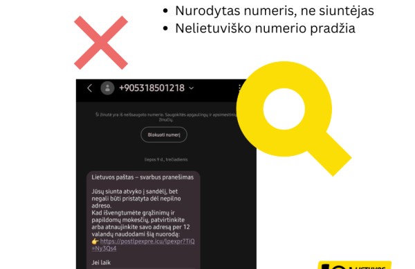 Būkite atsargūs: Lietuvos paštu apsimetantys sukčiai gviešiasi pinigų ir duomenų