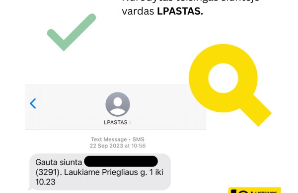 Būkite atsargūs: Lietuvos paštu apsimetantys sukčiai gviešiasi pinigų ir duomenų