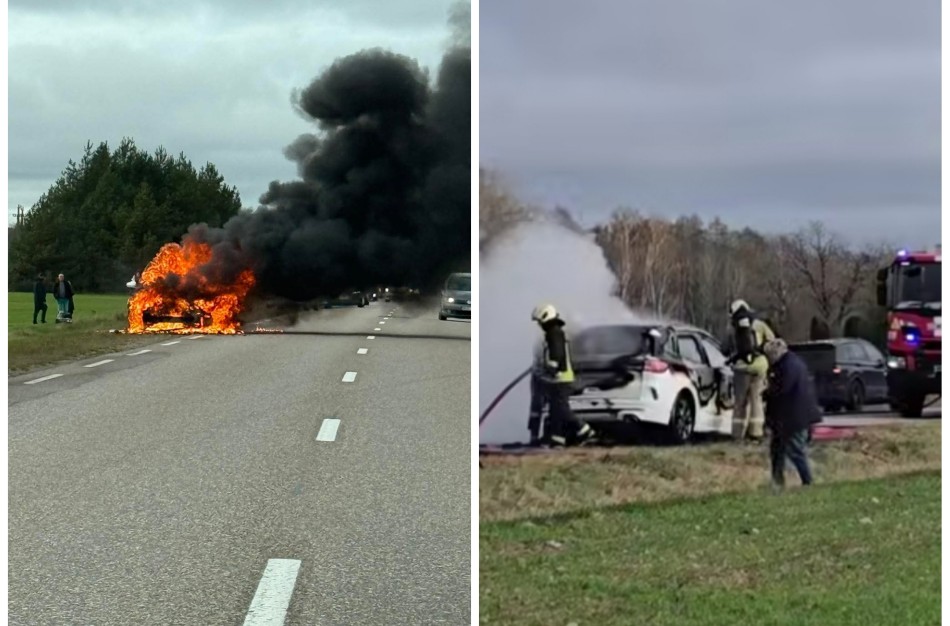 Jonavos rajone užsiliepsnojo automobilis