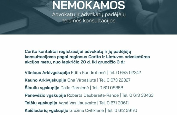 Dešimt metų kartu: Advokatūros ir „Caritas“ viltis bei pagalba