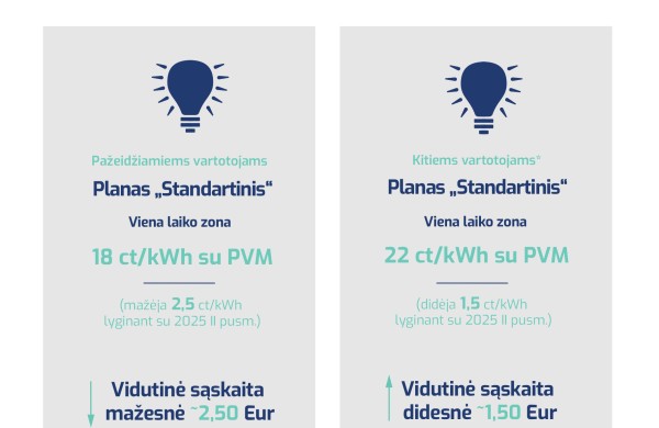 Patvirtinti galutiniai 2026 m. pirmojo pusmečio visuomeninio elektros tiekimo tarifai