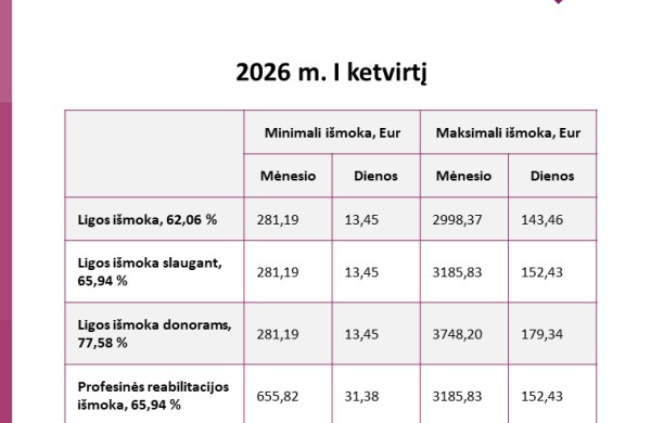 2026-aisiais atnaujinamos „Sodros“ išmokų ribos: kas keičiasi 