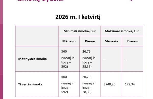2026-aisiais atnaujinamos „Sodros“ išmokų ribos: kas keičiasi 
