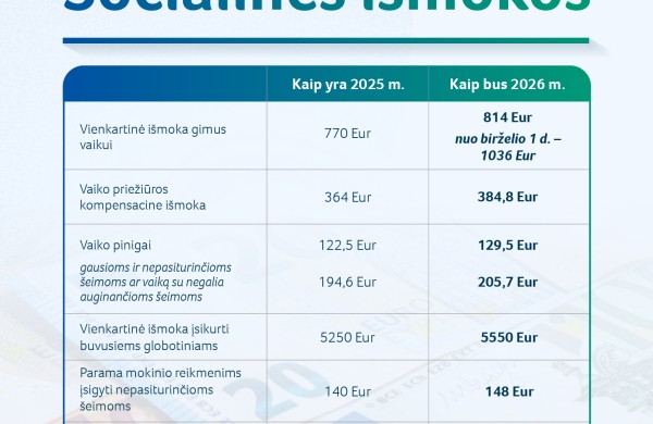 Vyriausybė patvirtino – kitais metais augs įvairios išmokos
