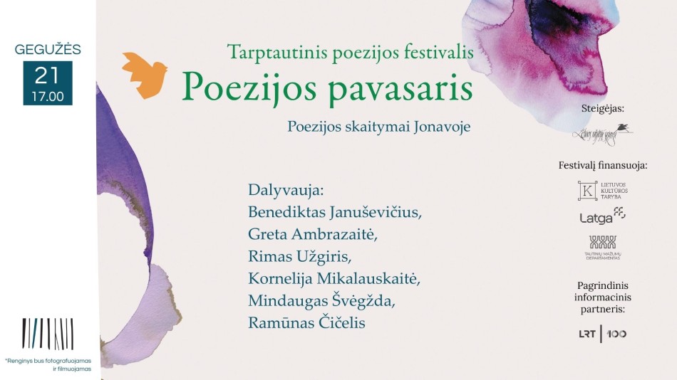 Tarptautinis poezijos festivalis „Poezijos pavasaris“: poezijos skaitymai Jonavoje