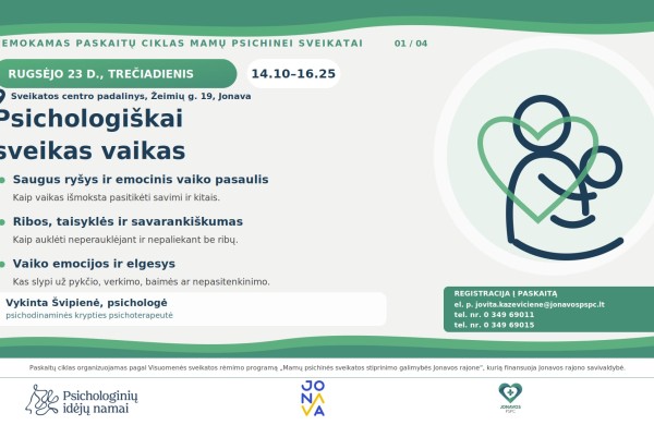 Nemokamas paskaitų ciklas mamų psichinei sveikatai