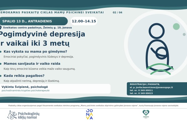Nemokamas paskaitų ciklas mamų psichinei sveikatai