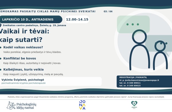Nemokamas paskaitų ciklas mamų psichinei sveikatai