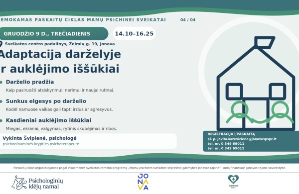 Nemokamas paskaitų ciklas mamų psichinei sveikatai