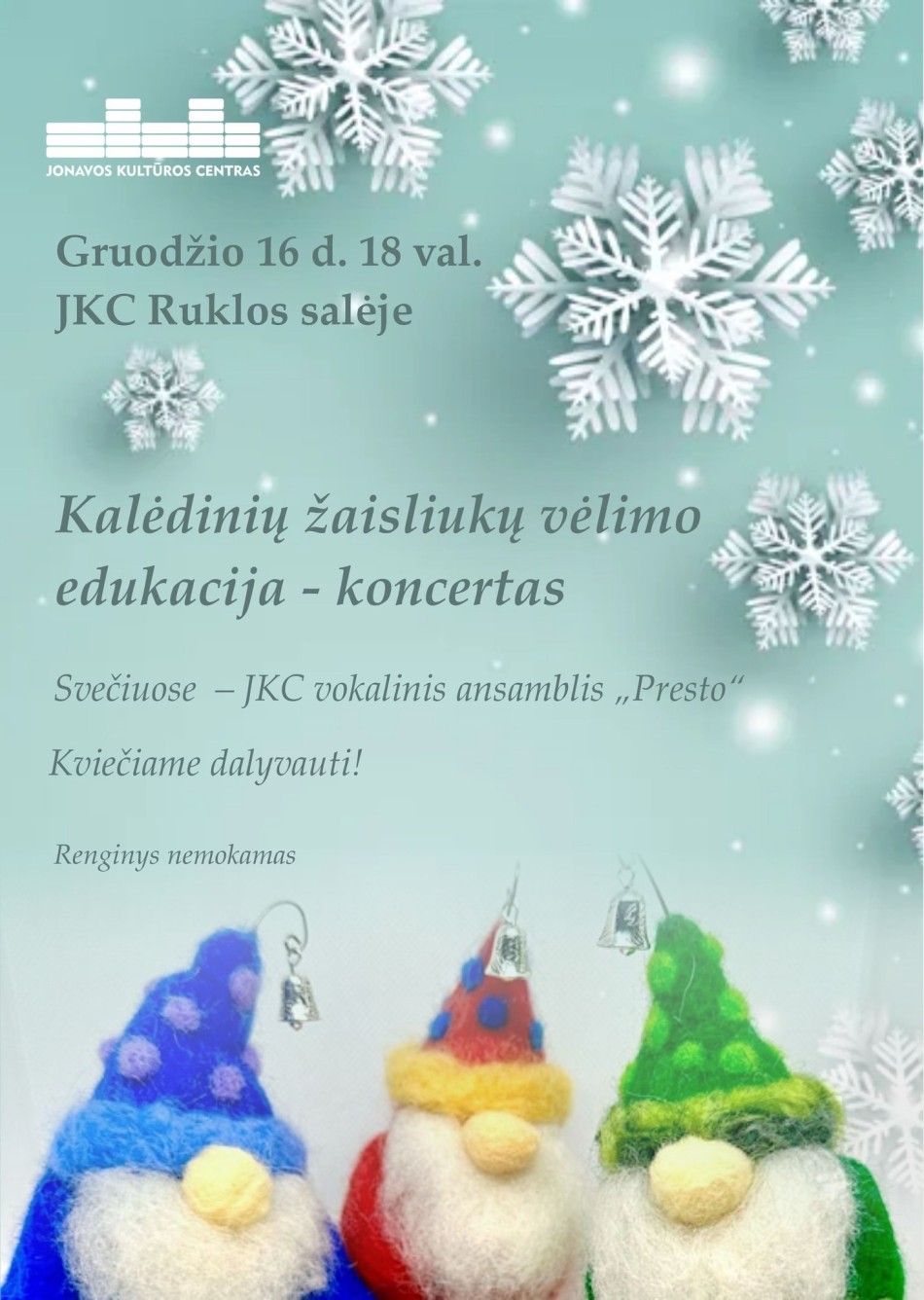 Kalėdinių žaisliukų vėlimo edukacija - koncertas Rukloje